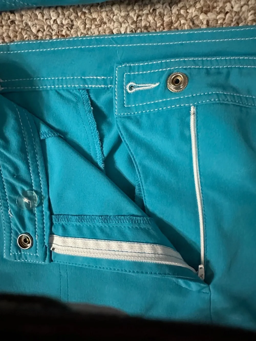 Chico's Teal Cropped Pants and Hooded Jacket Set - Picture 3 of 4